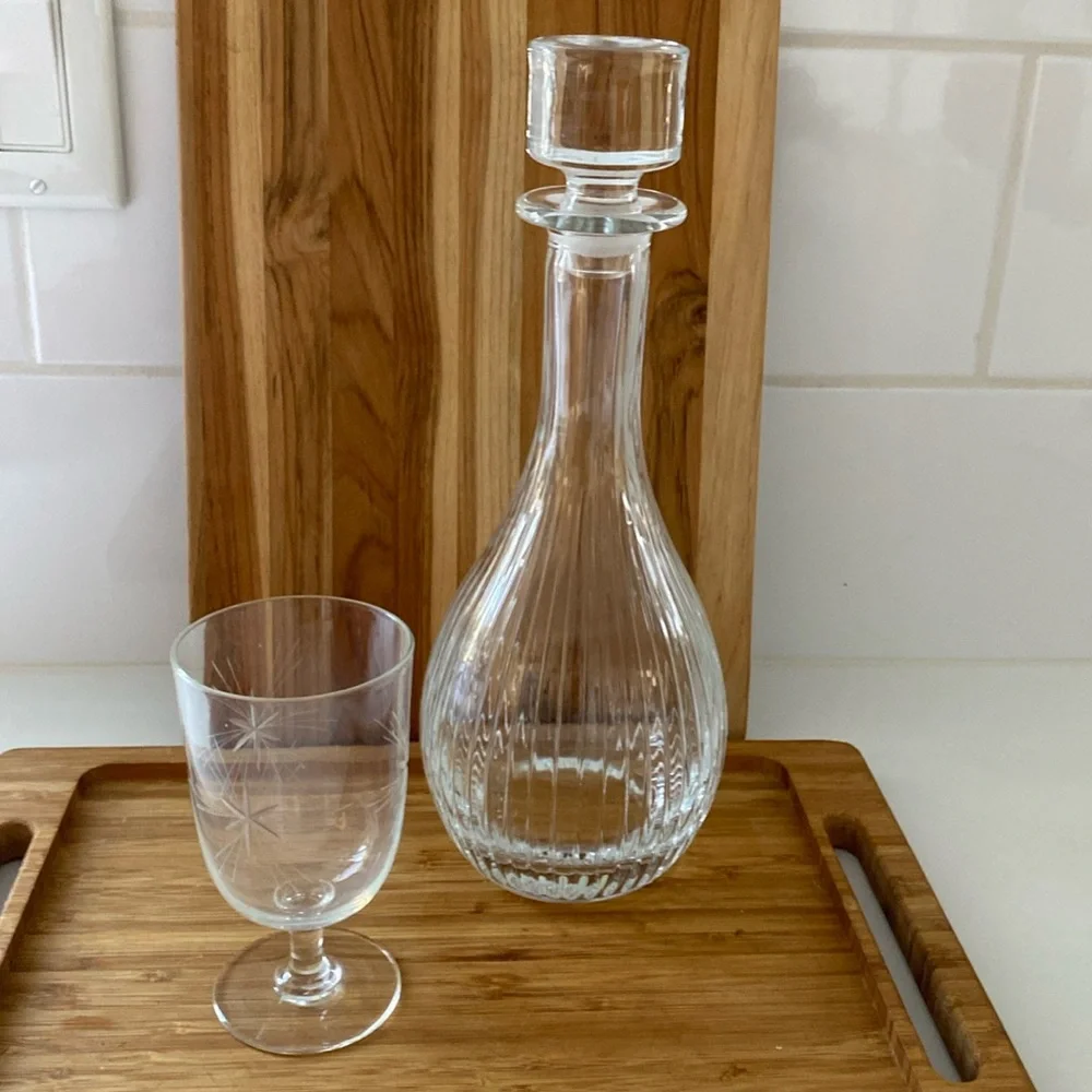 In great condition crystal Royal Doulton decanter with stopper .